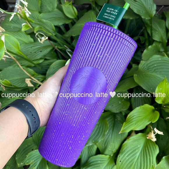 💜NWT✨Starbucks 2024 Purple Pleated Speckled Glow in the Dark Halloween Tumbler - Picture 2 of 7